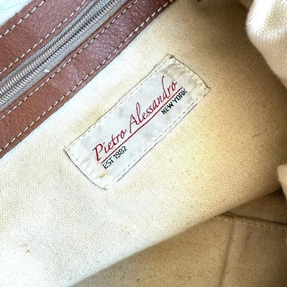 Pietro Alessandro Leather Tote Shoulder Bag‎ Tan Made in New York Boho Statement